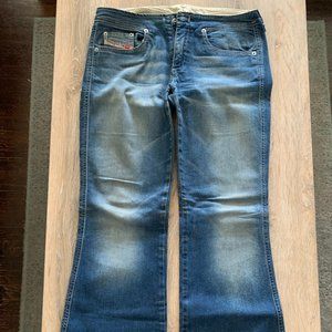 Diesel Jeans Y2K Low Rise Flare Leg No Waistband Jean Size 27, Made in Italy